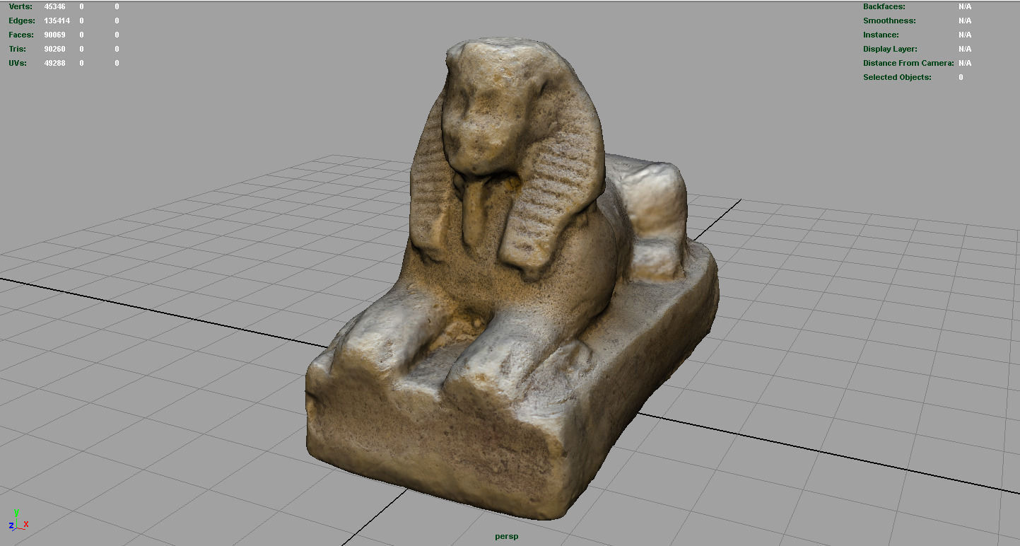 sphinx egyptian statue of person Low-poly 3D model_2