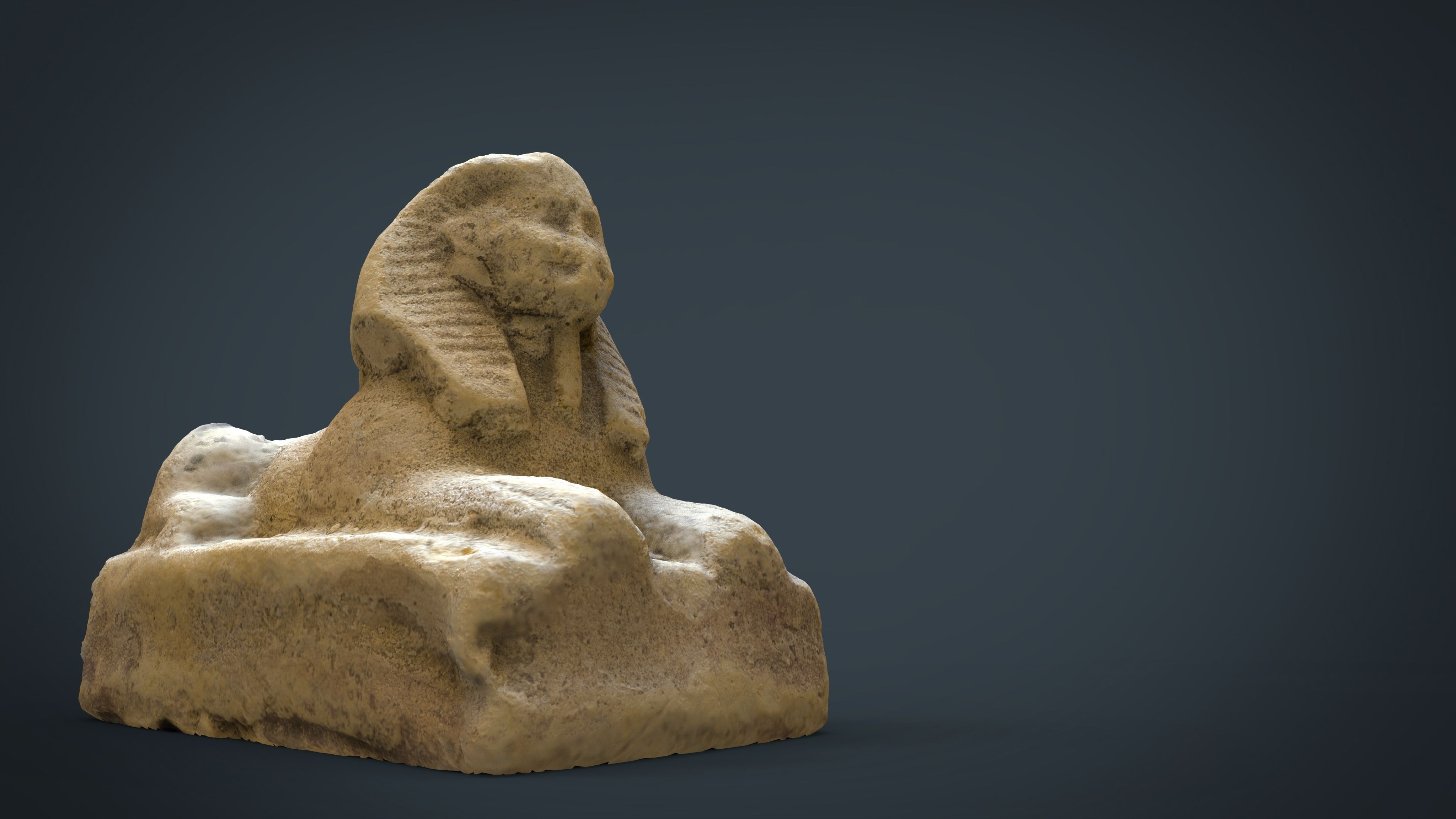 sphinx egyptian statue of person Low-poly 3D model_4