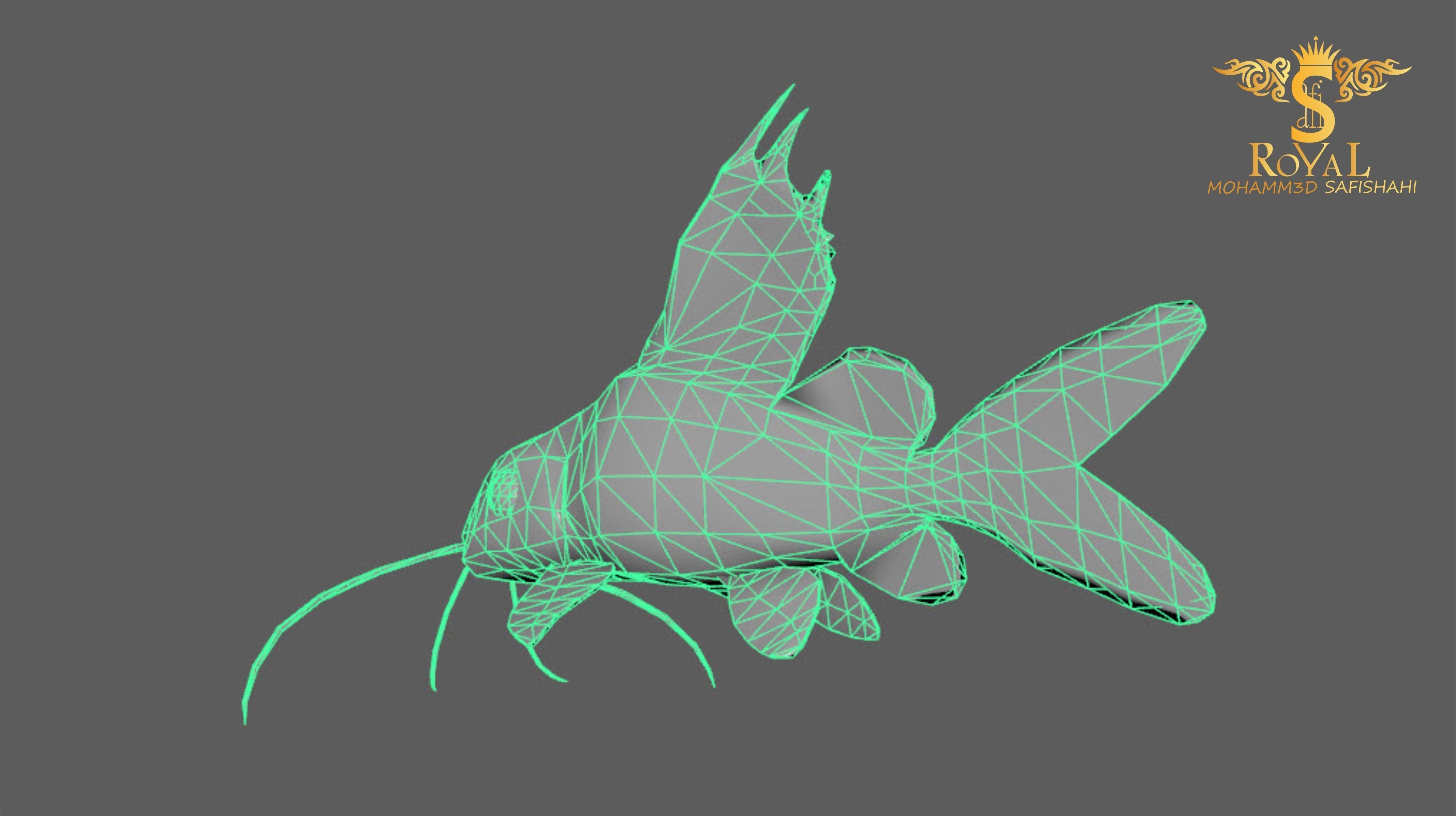 Animated Cat Fish - Loop Animation with 1160 Frames Low-poly 3D model_14