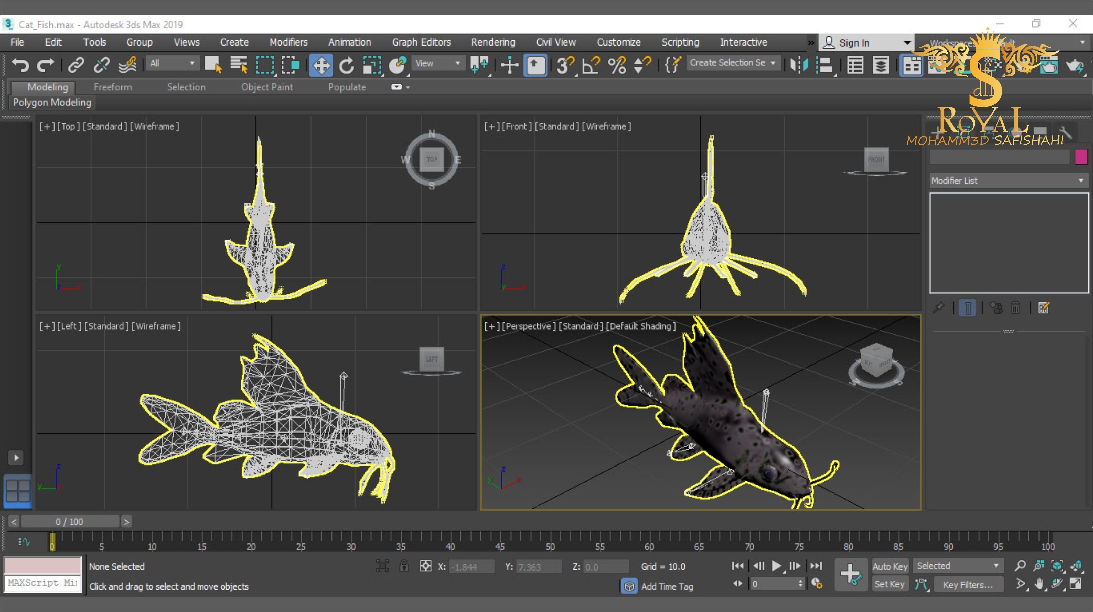 Animated Cat Fish - Loop Animation with 1160 Frames Low-poly 3D model_18