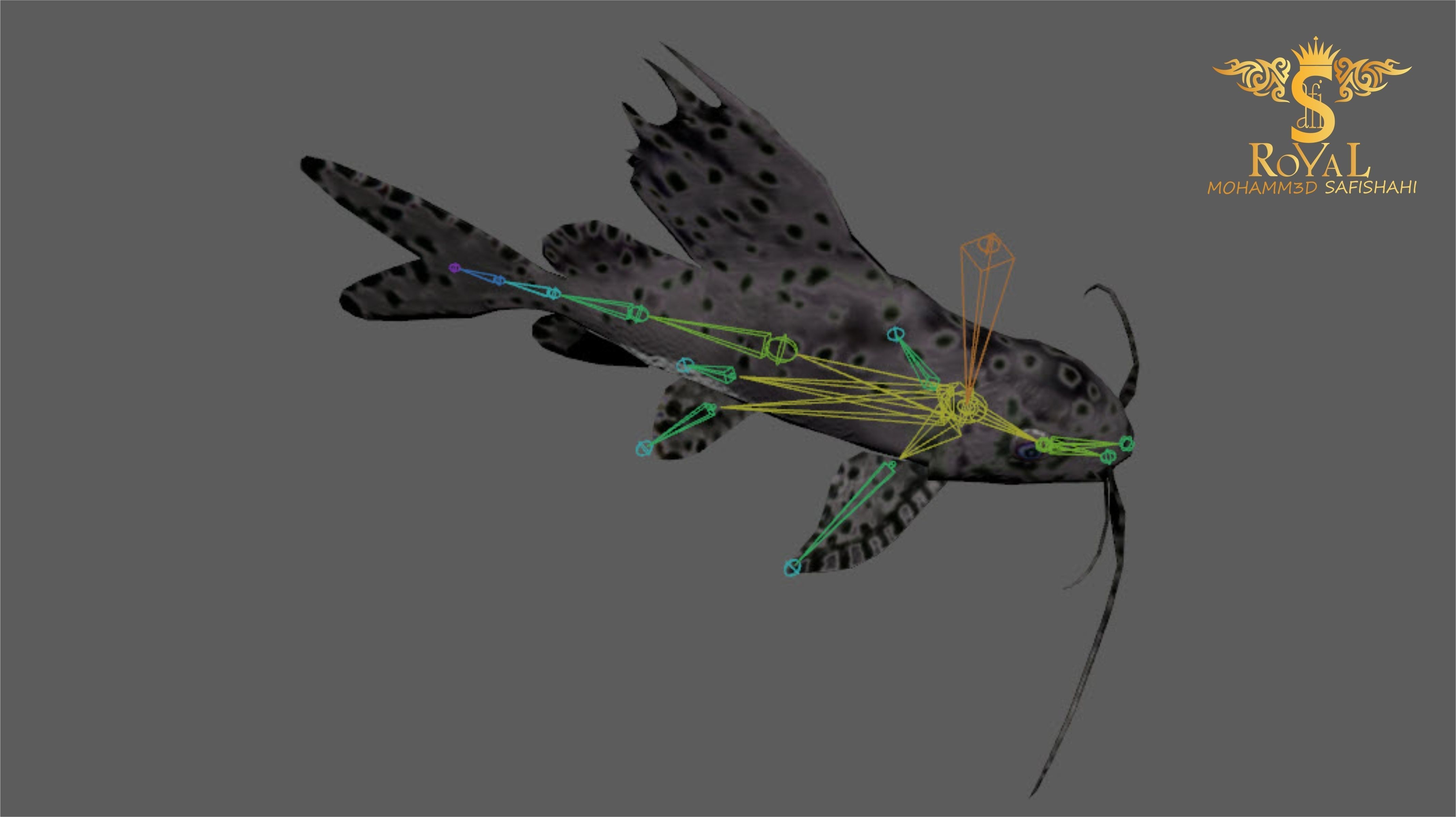 Animated Cat Fish - Loop Animation with 1160 Frames Low-poly 3D model_11