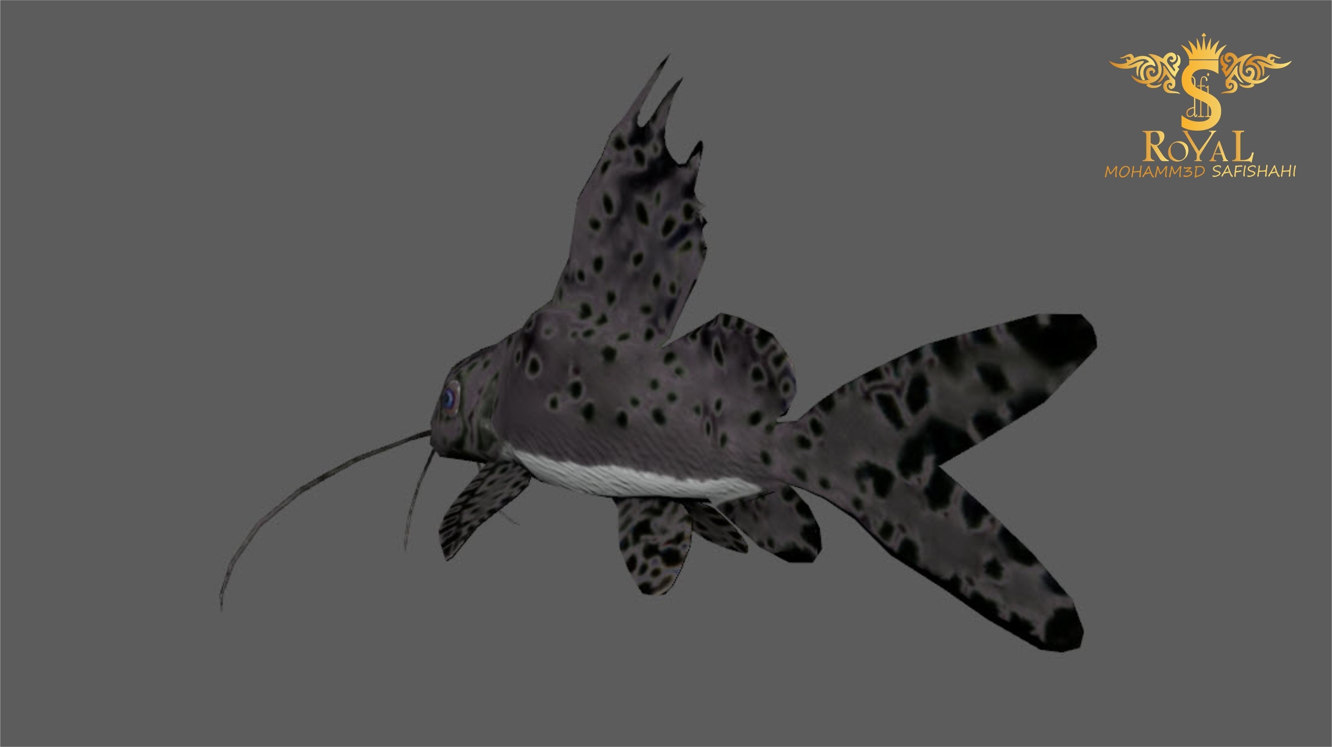 Animated Cat Fish - Loop Animation with 1160 Frames Low-poly 3D model_5