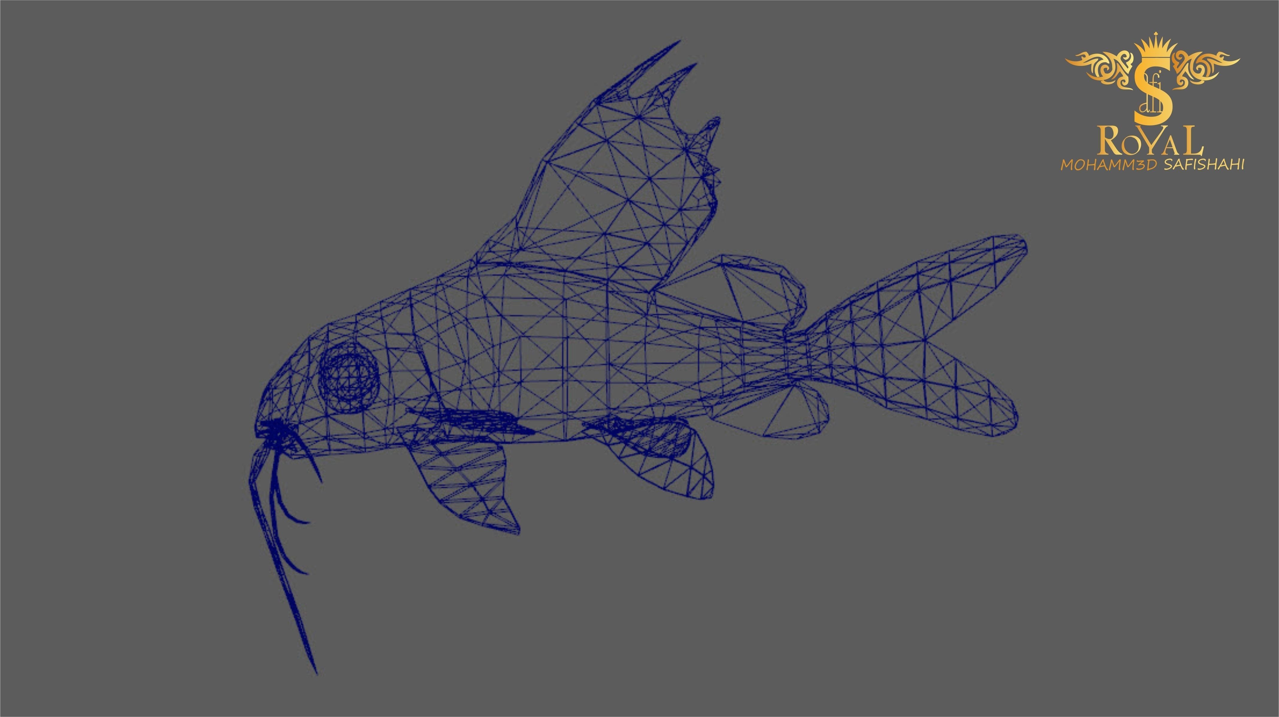 Animated Cat Fish - Loop Animation with 1160 Frames Low-poly 3D model_6