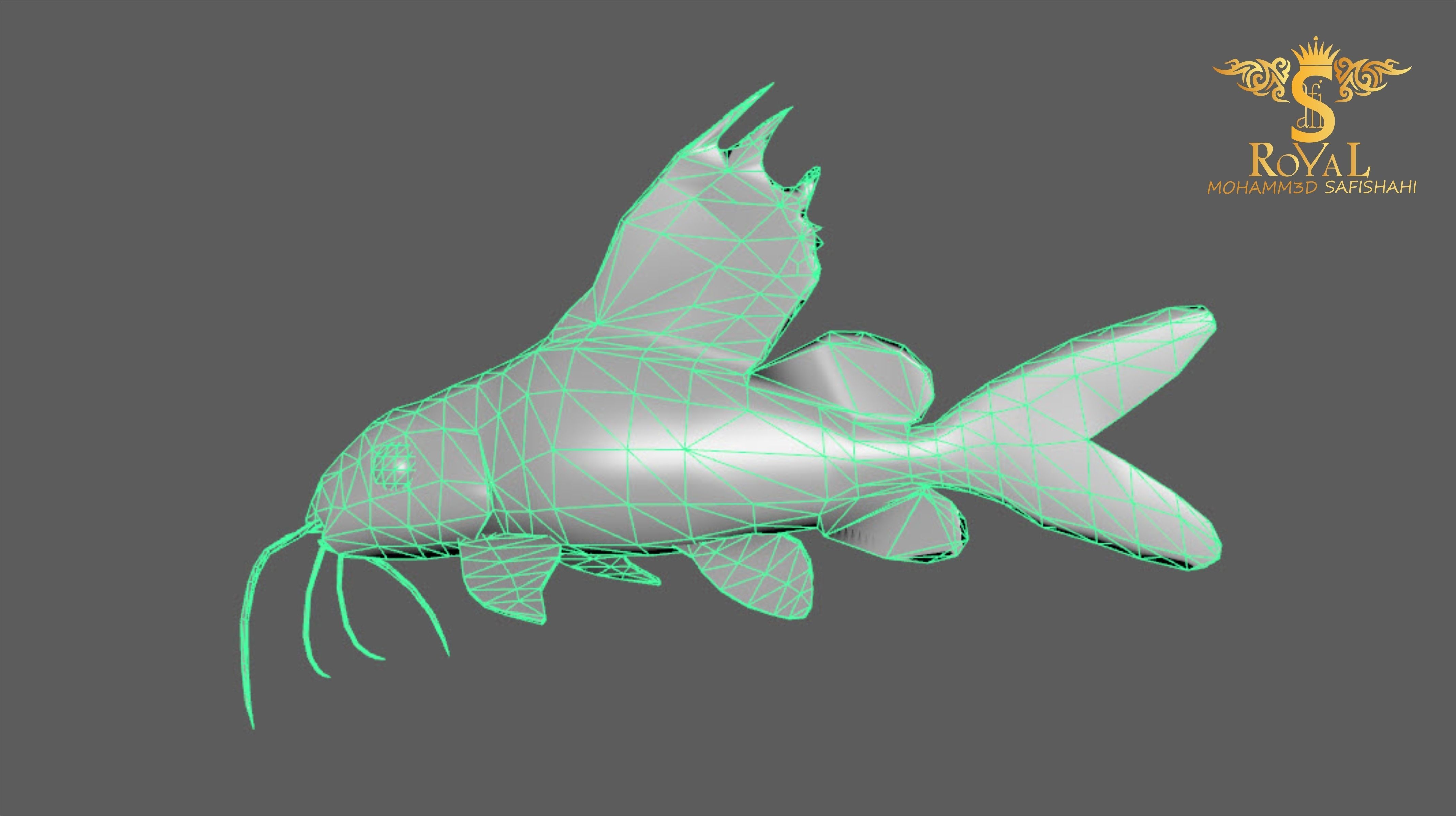 Animated Cat Fish - Loop Animation with 1160 Frames Low-poly 3D model_15