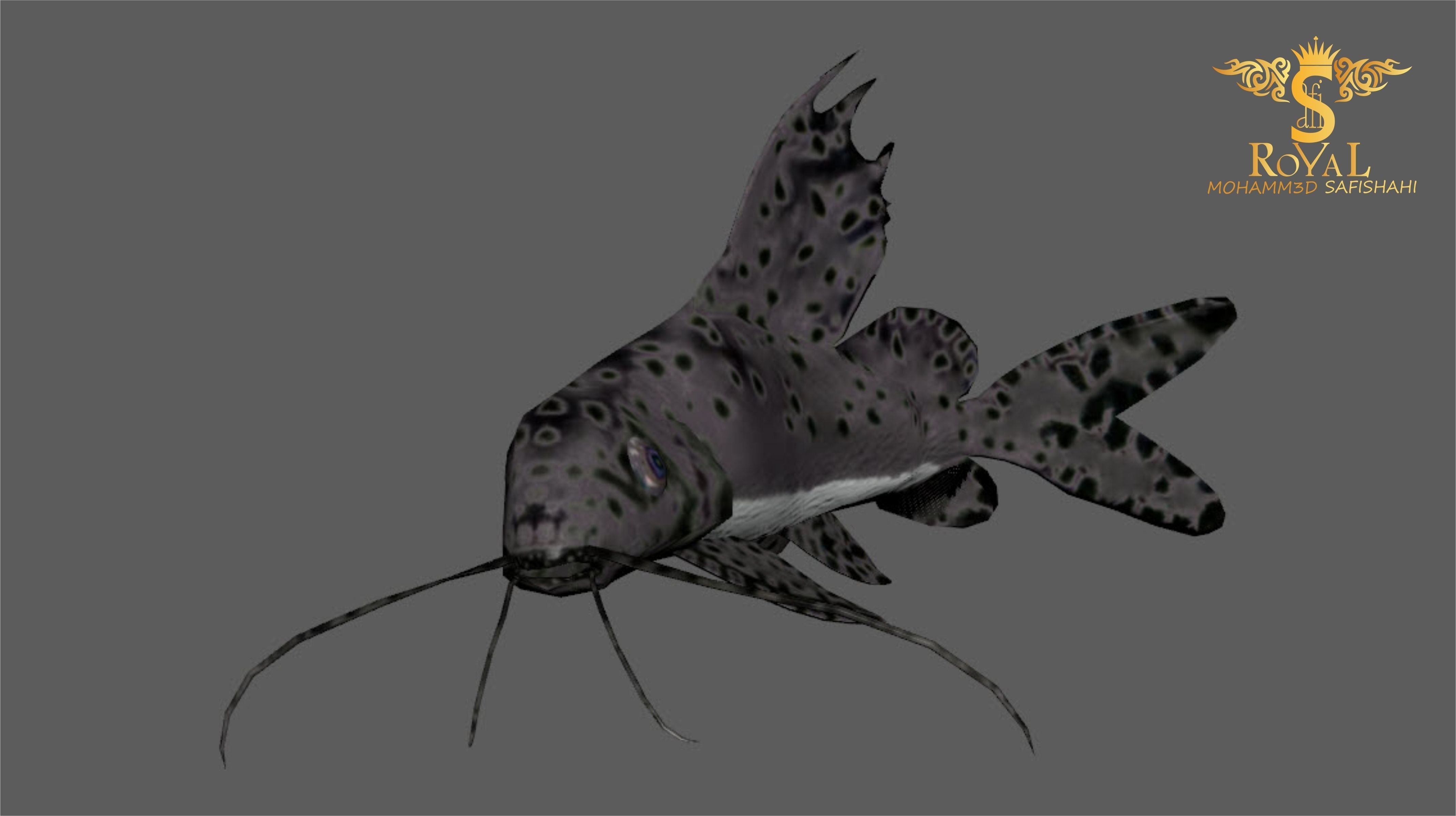 Animated Cat Fish - Loop Animation with 1160 Frames Low-poly 3D model_10