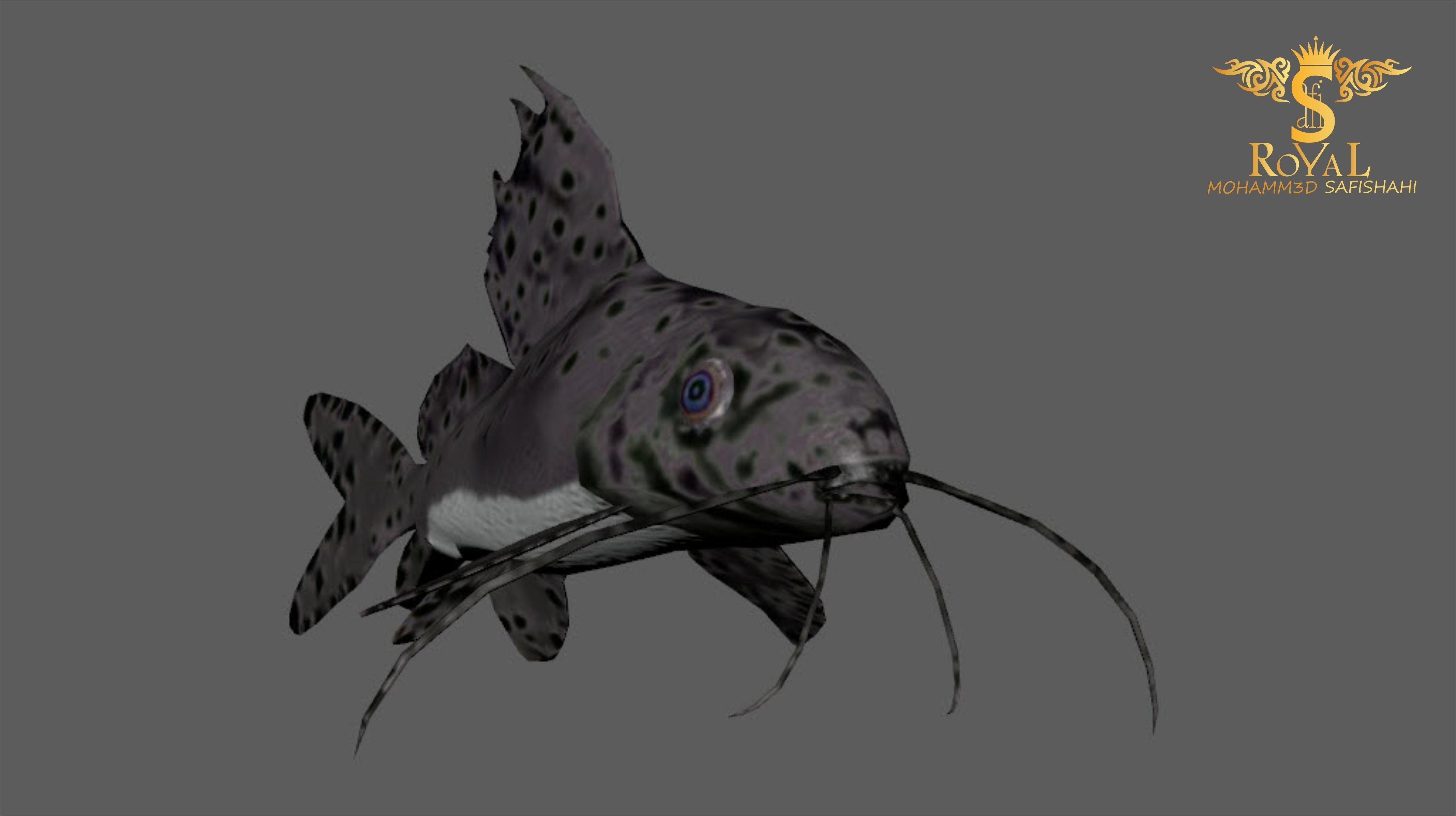 Animated Cat Fish - Loop Animation with 1160 Frames Low-poly 3D model_4