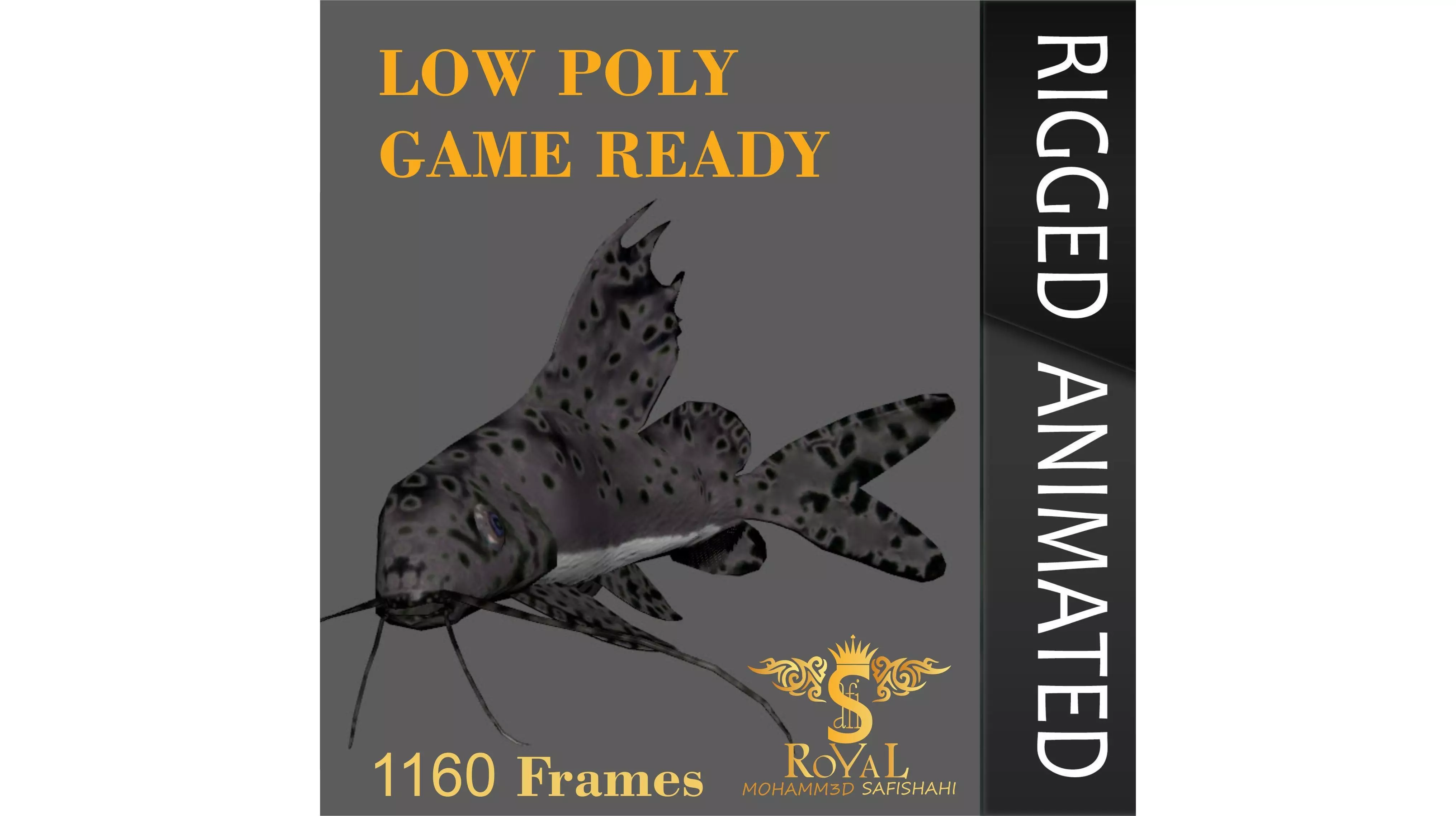 Animated Cat Fish - Loop Animation with 1160 Frames Low-poly 3D model_0