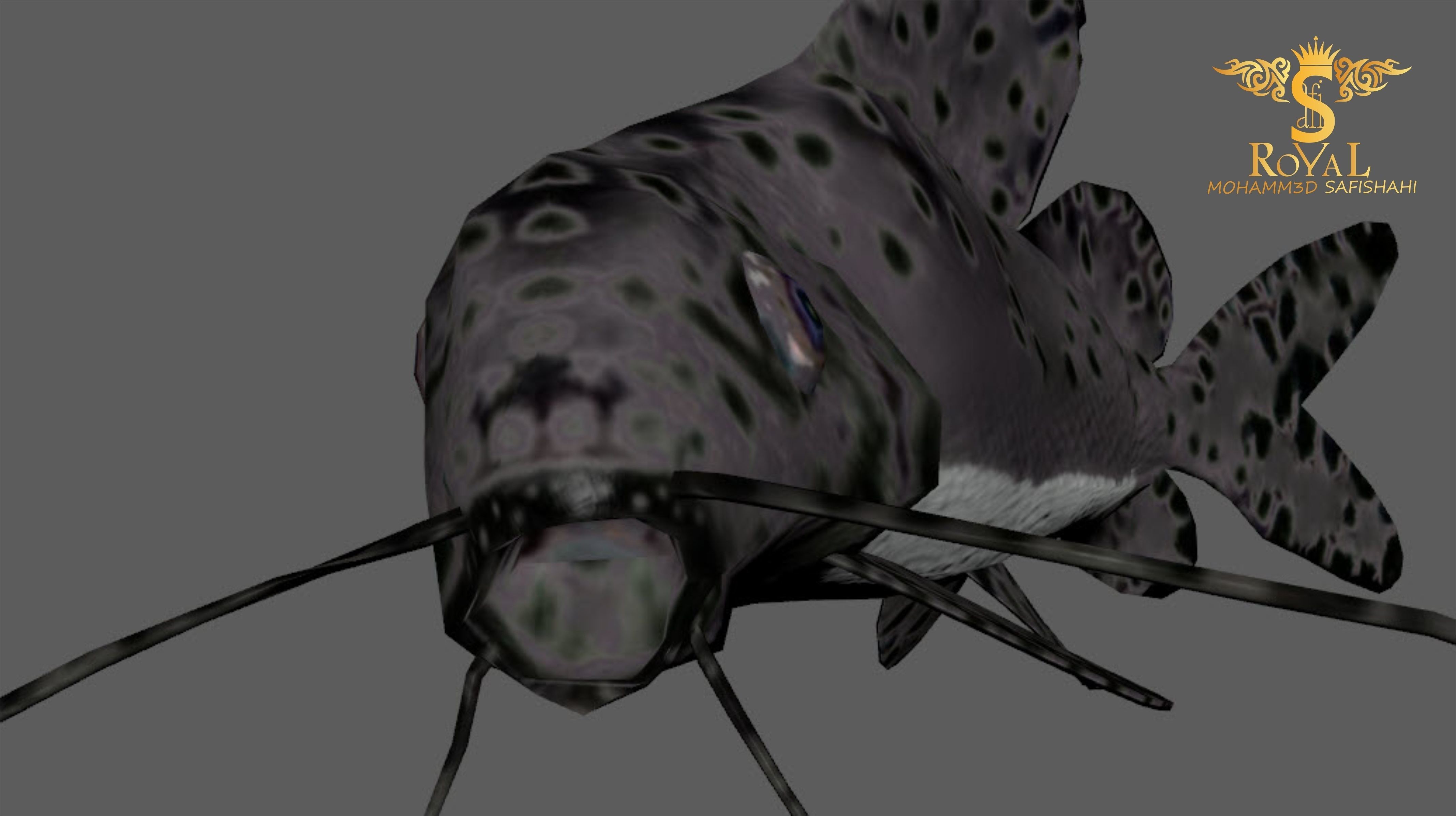 Animated Cat Fish - Loop Animation with 1160 Frames Low-poly 3D model_7