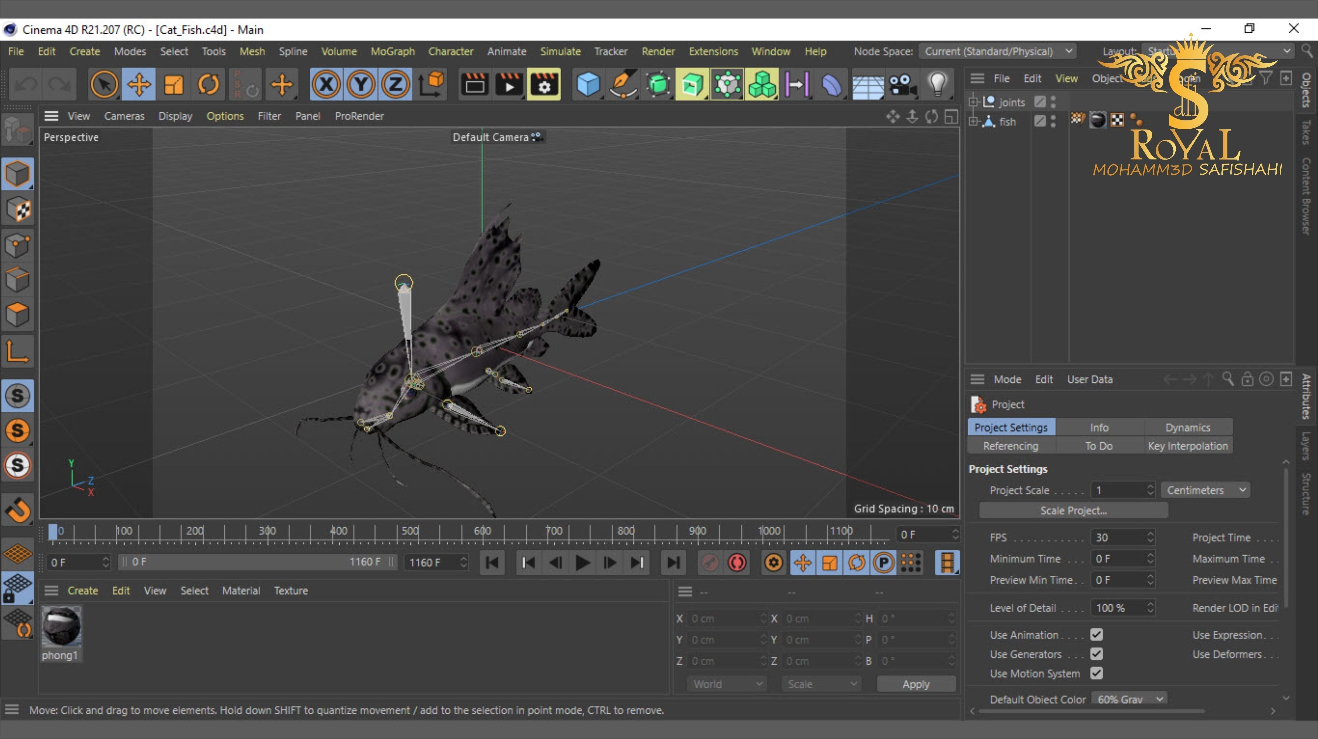 Animated Cat Fish - Loop Animation with 1160 Frames Low-poly 3D model_17