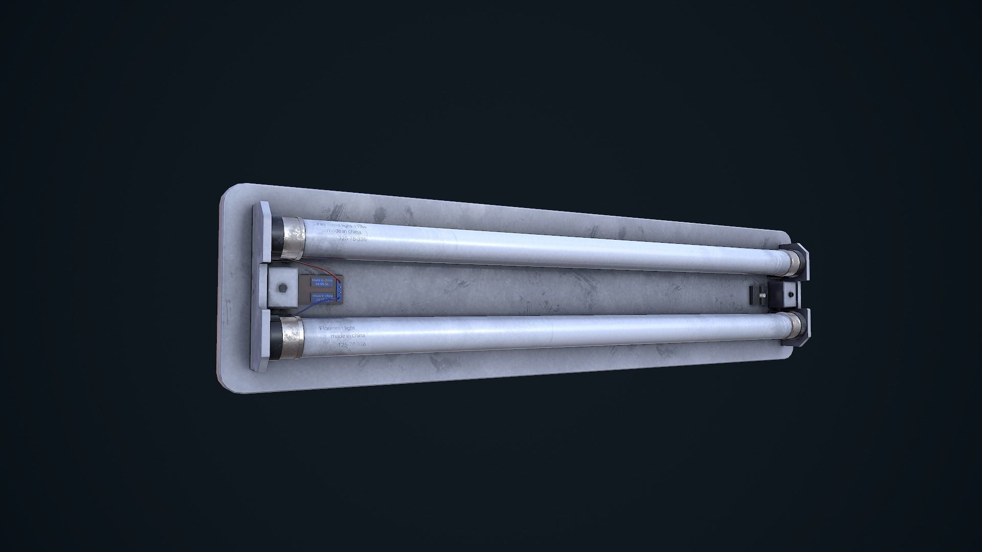 Fluorescent Light Low-poly 3D model_13