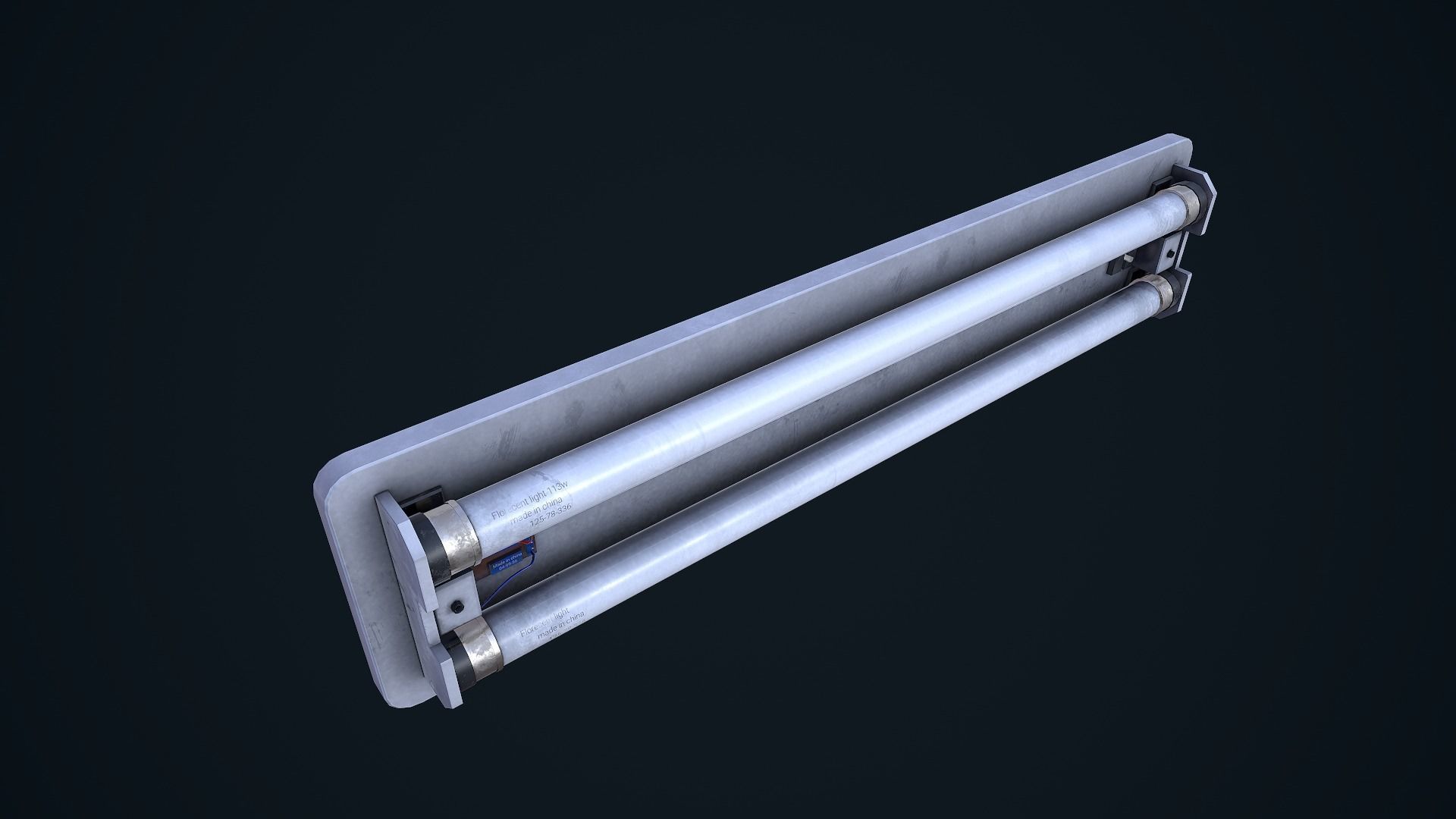 Fluorescent Light Low-poly 3D model_10