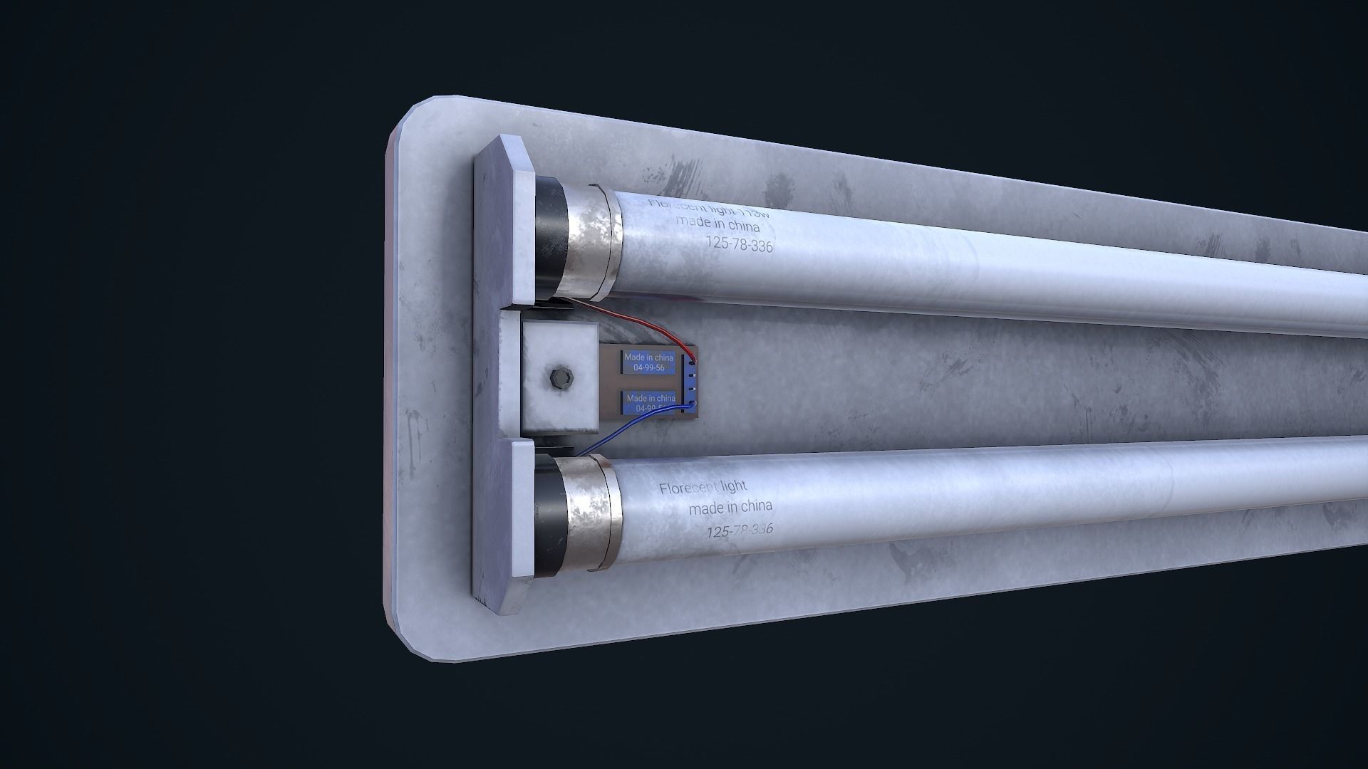 Fluorescent Light Low-poly 3D model_9