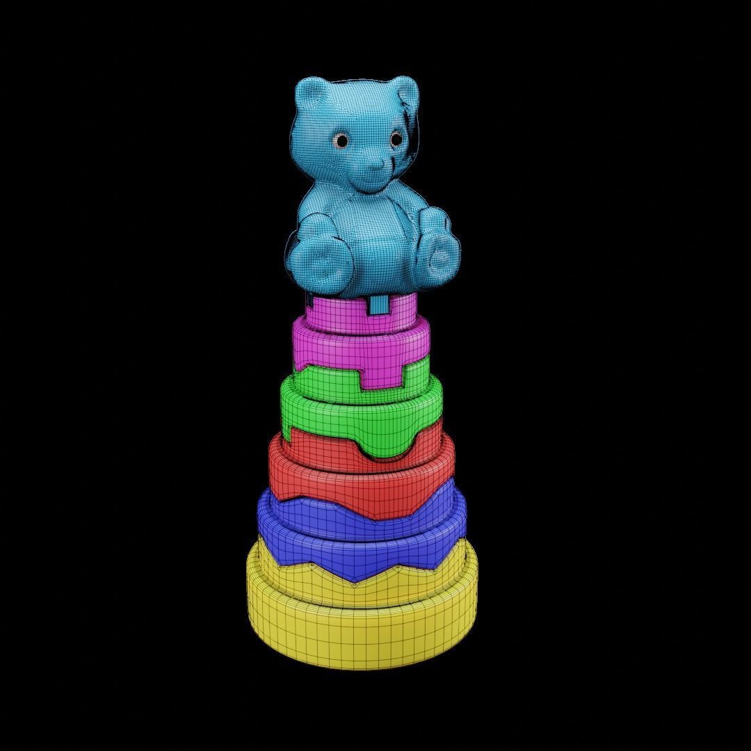 Toy Pyramid - Teddy  Tower - Playset of 6 Elements Low-poly 3D model_18