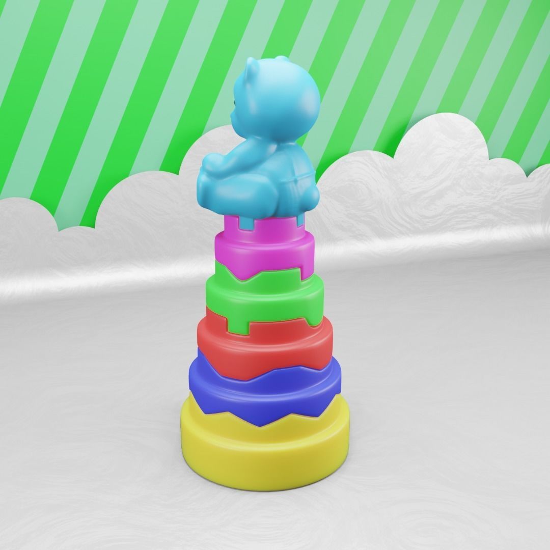 Toy Pyramid - Teddy  Tower - Playset of 6 Elements Low-poly 3D model_8