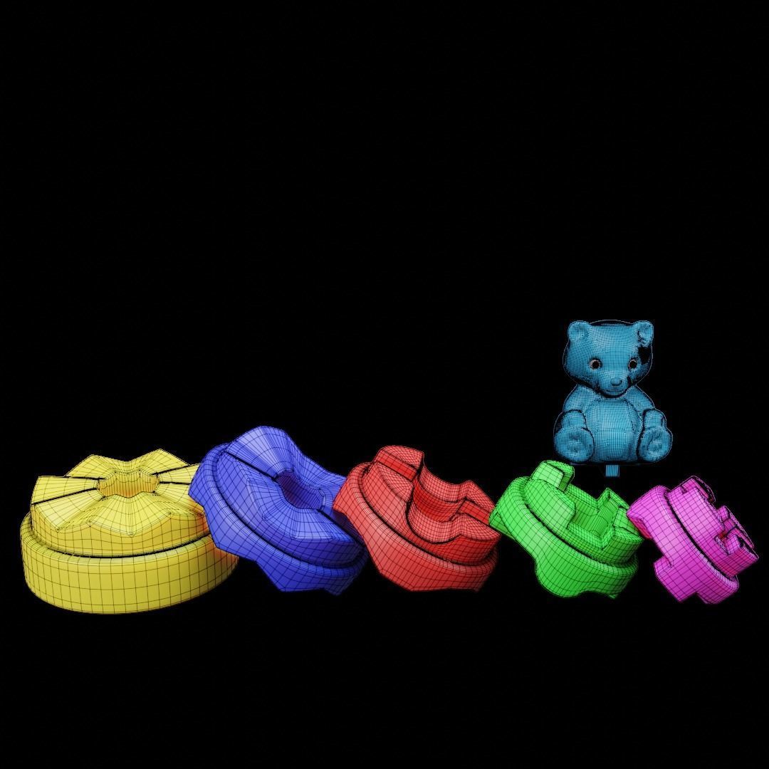 Toy Pyramid - Teddy  Tower - Playset of 6 Elements Low-poly 3D model_19