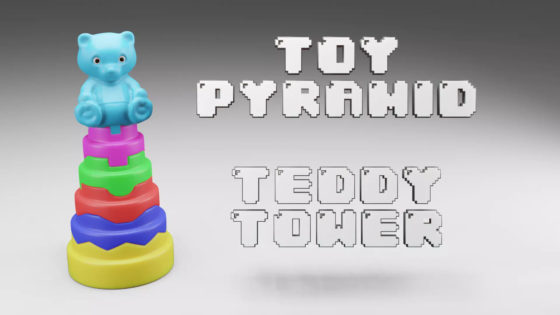 Toy Pyramid - Teddy  Tower - Playset of 6 Elements Low-poly 3D model_0