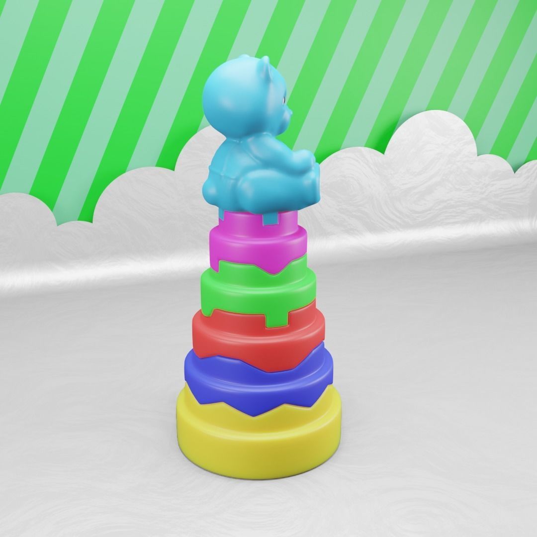 Toy Pyramid - Teddy  Tower - Playset of 6 Elements Low-poly 3D model_5