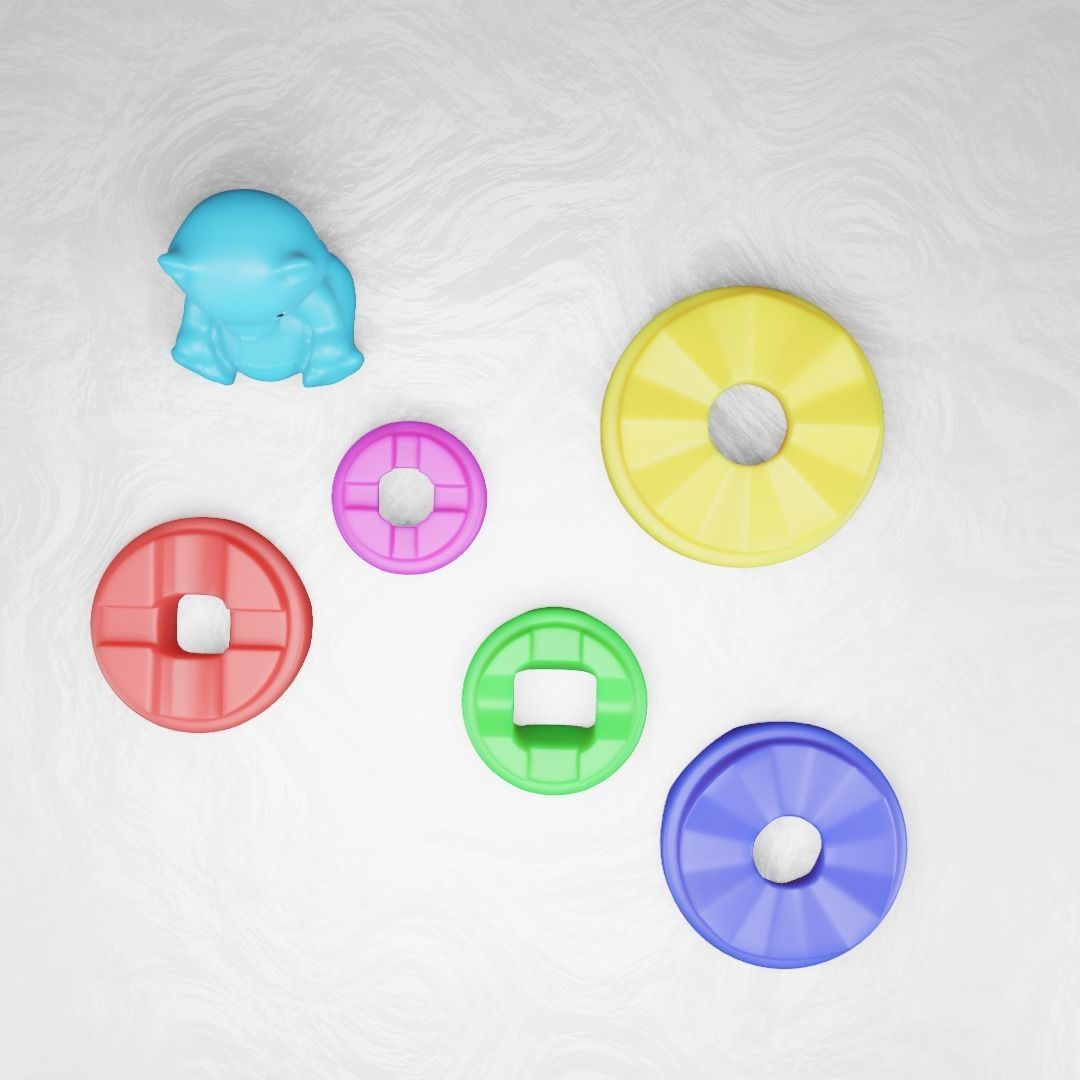 Toy Pyramid - Teddy  Tower - Playset of 6 Elements Low-poly 3D model_15