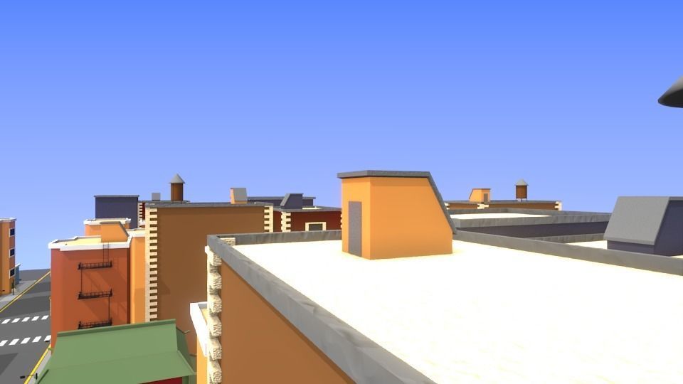 3D low poly Cartoon Town Low-poly 3D model_3