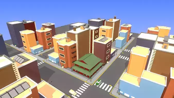 3D low poly Cartoon Town