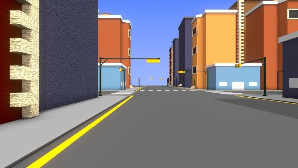 3D low poly Cartoon Town Low-poly 3D model_2