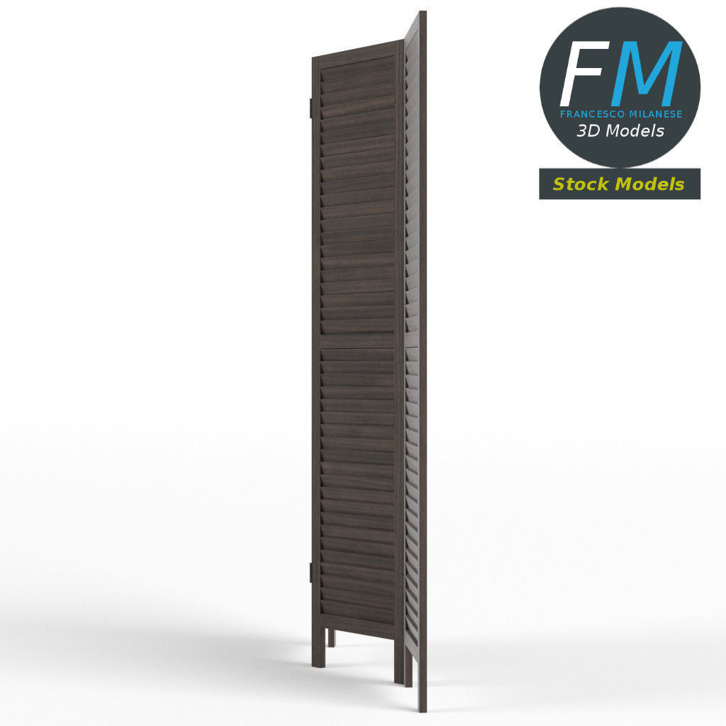Wood room panel divider 3D model_4