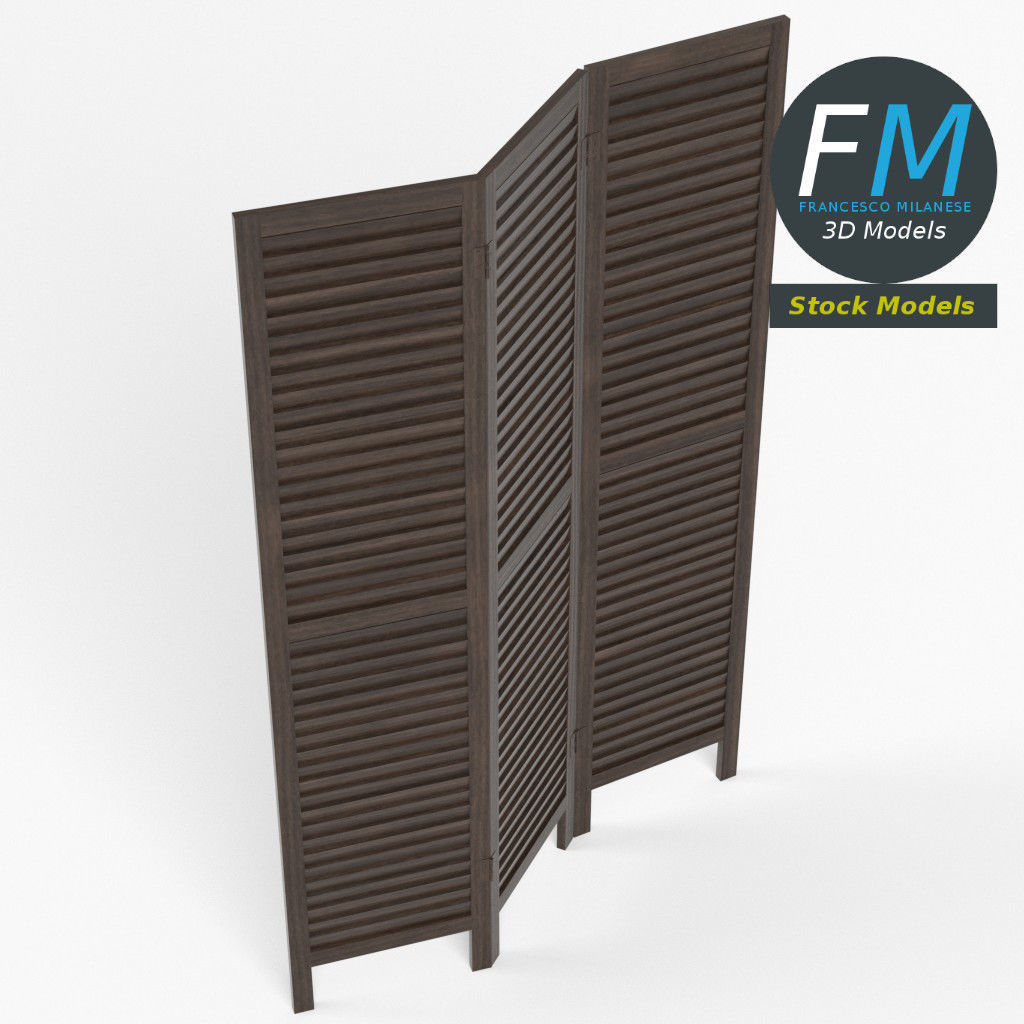 Wood room panel divider 3D model_2