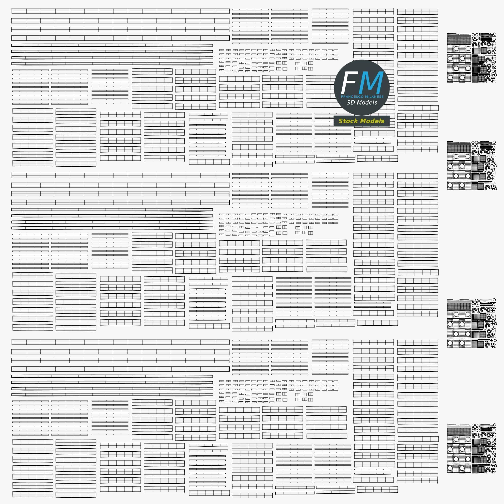 Wood room panel divider 3D model_11