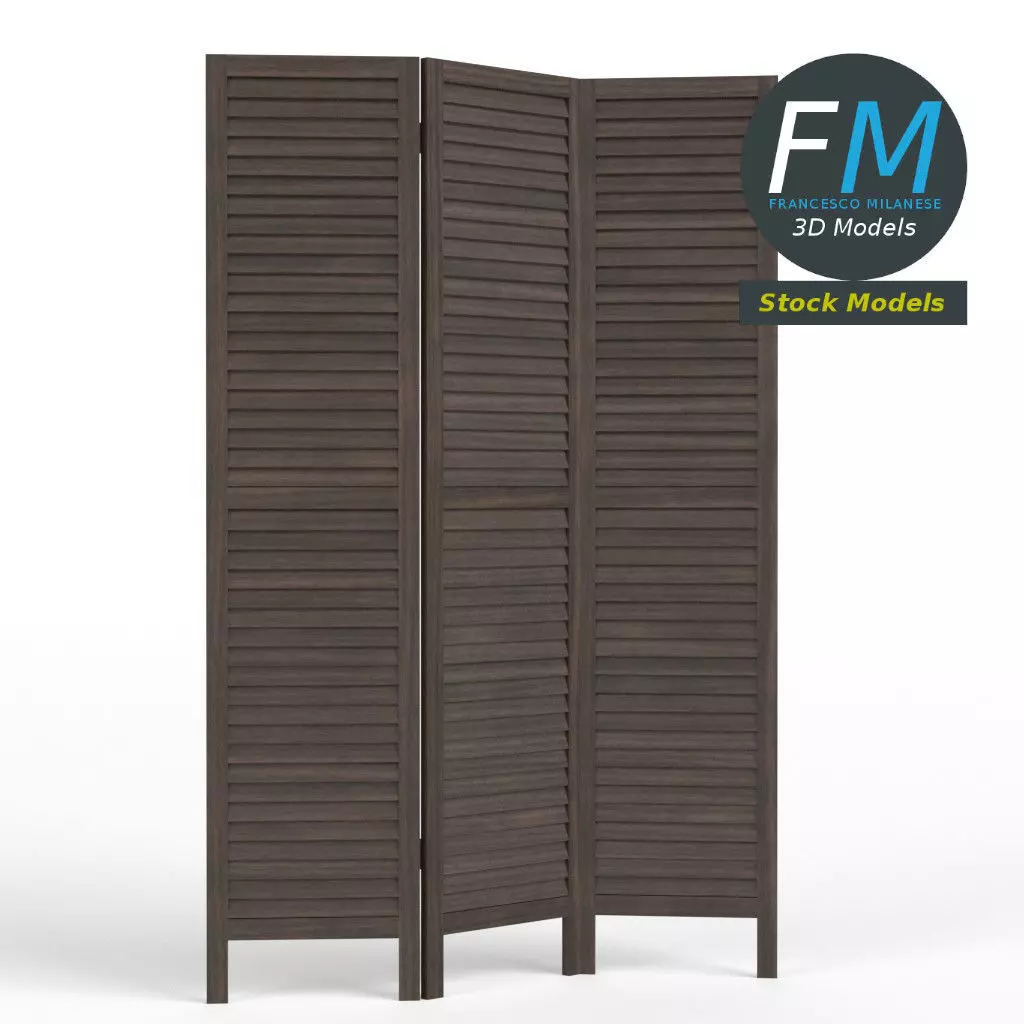 Wood room panel divider 3D model_0