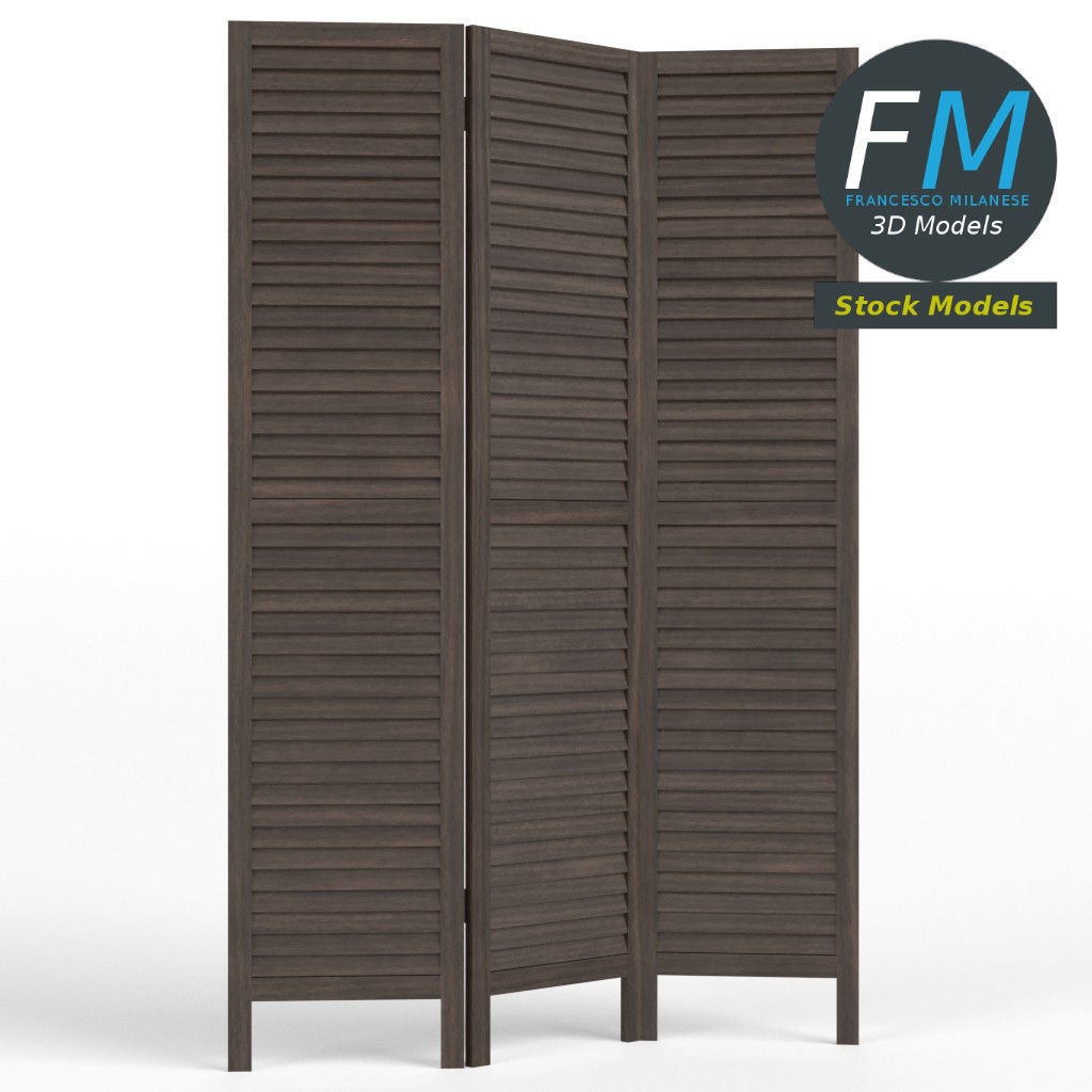 Wood room panel divider 3D model_3