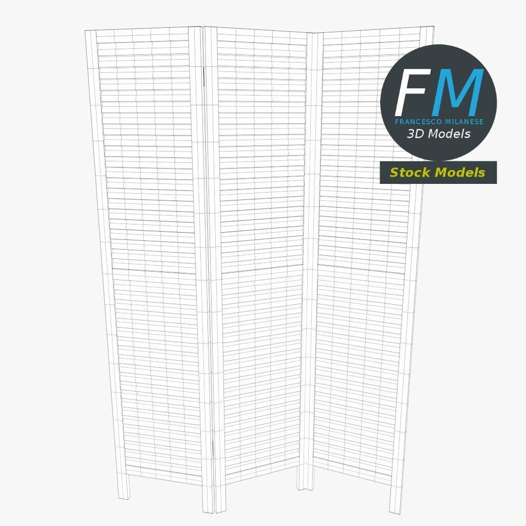 Wood room panel divider 3D model_7