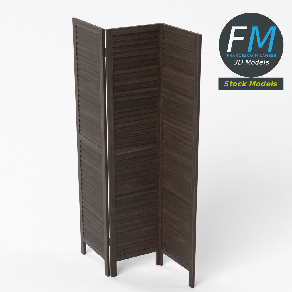 Wood room panel divider 3D model_5