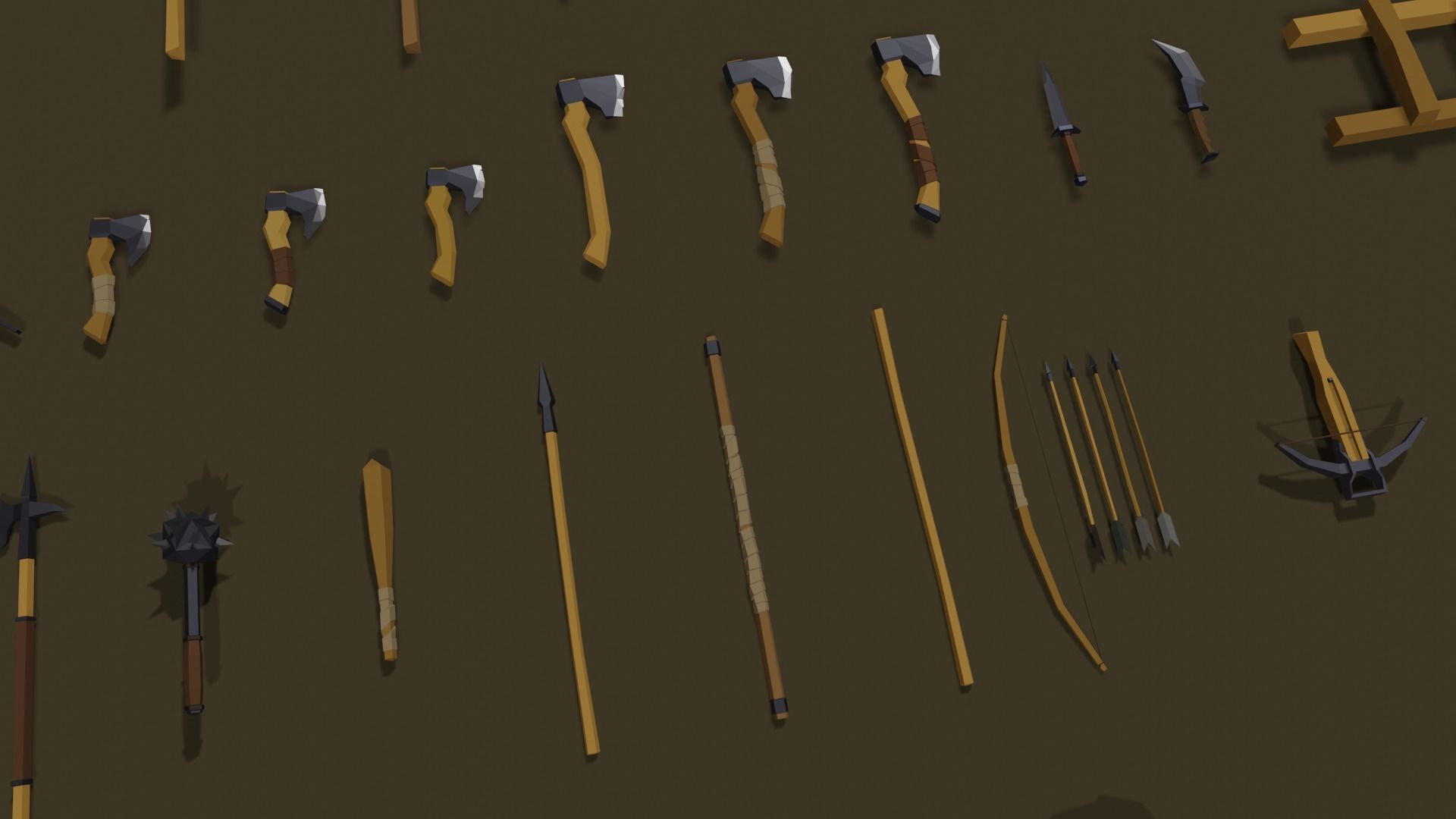 Low-Poly Pack 2 wooden carts and wagons Low-poly 3D model_5