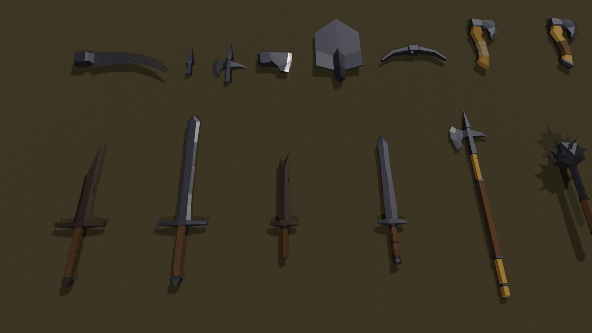 Low-Poly Pack 2 wooden carts and wagons Low-poly 3D model_6