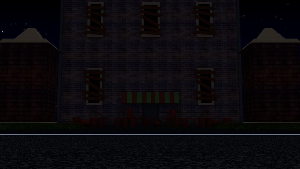 Abandoned building on cliff-side scene Low-poly 3D model_1