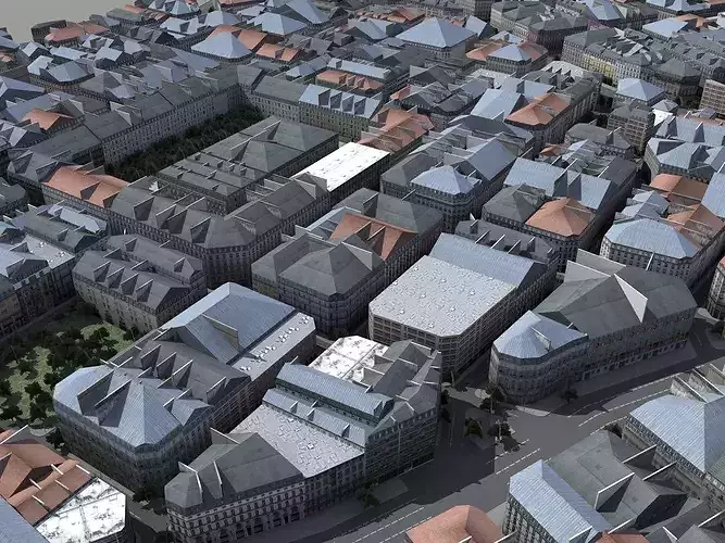 European Style City Low-poly 3D model 6