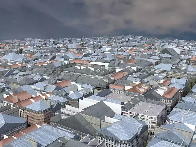 European Style City Low-poly 3D model 4