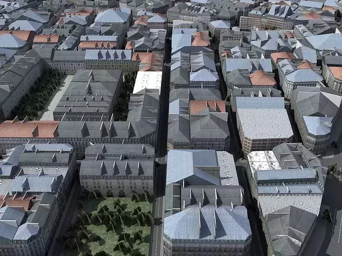 European Style City Low-poly 3D model 2