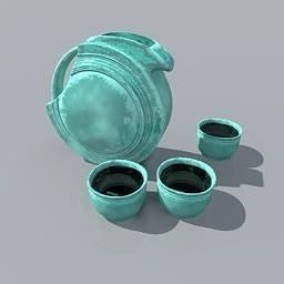 Tea set teapot and cups Free 3D model