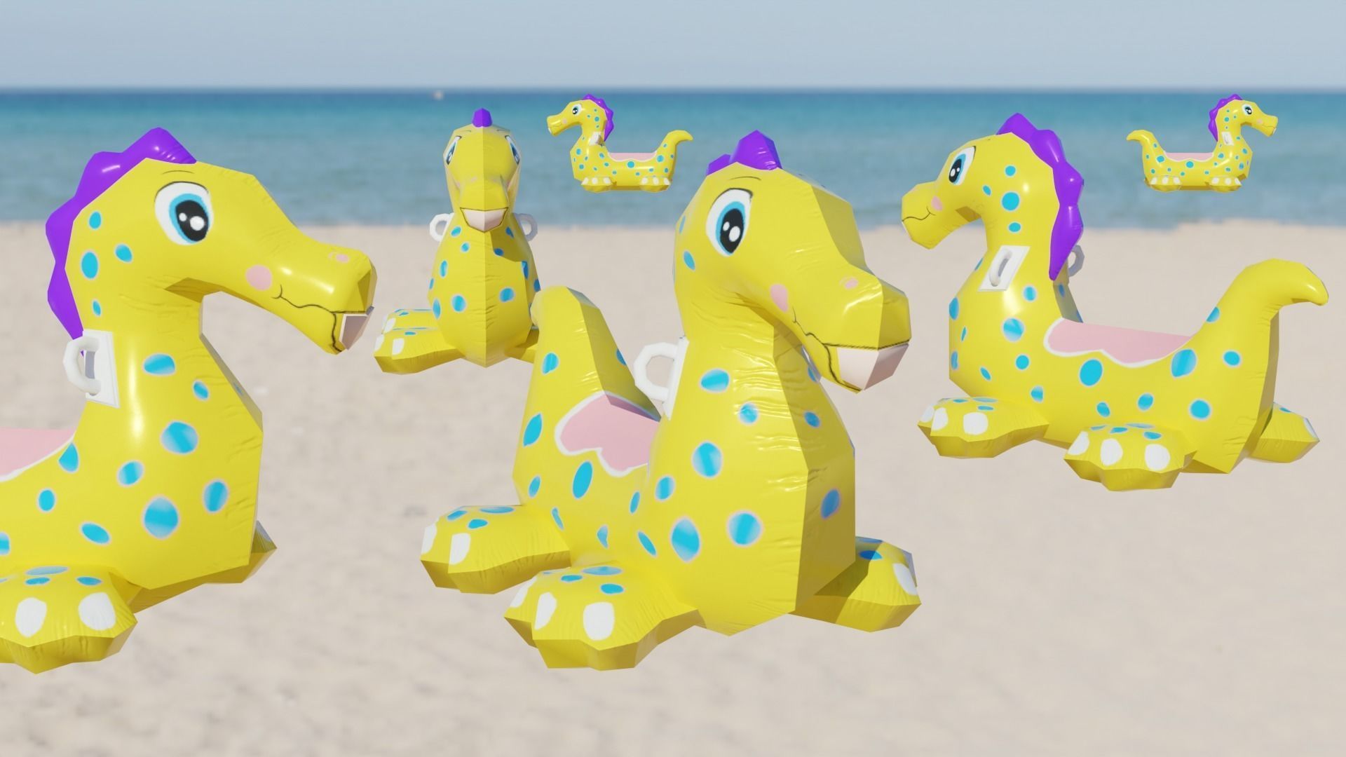 Dinosaur Inflatable Toy Low-poly 3D model_3