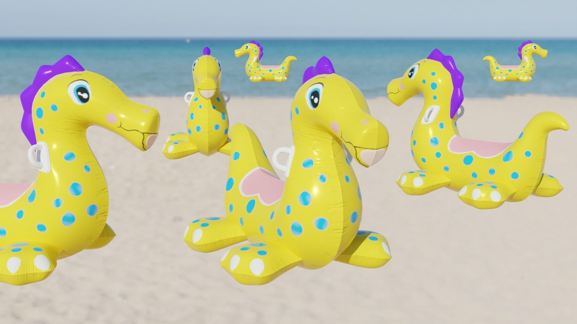 Dinosaur Inflatable Toy Low-poly 3D model_2