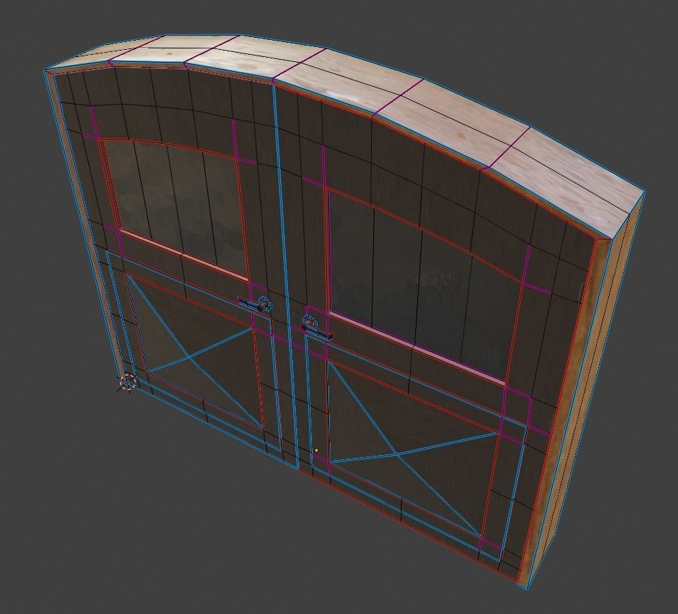 Double Big Door with Glass Window PBR Options Low-poly 3D model_17