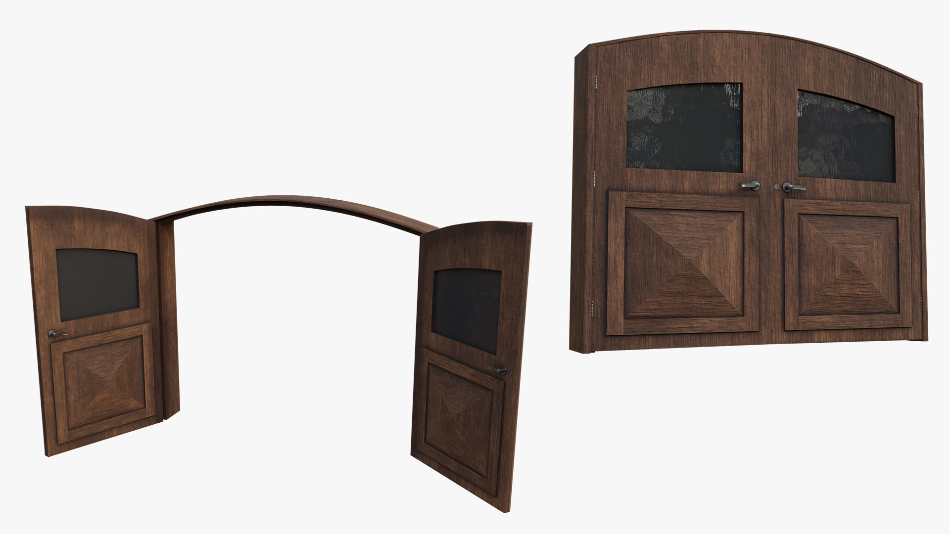 Double Big Door with Glass Window PBR Options Low-poly 3D model_14