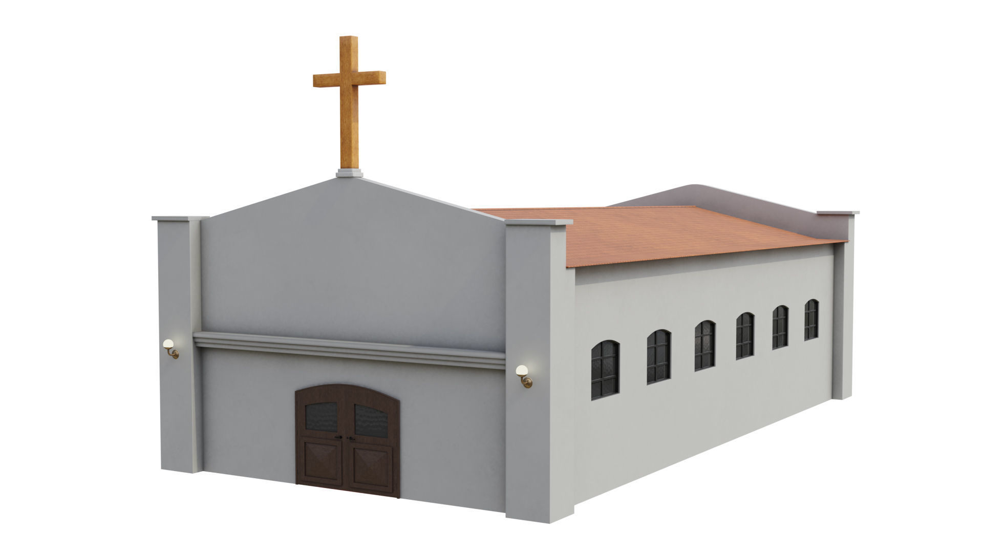 Double Big Door with Glass Window PBR Options Low-poly 3D model_7