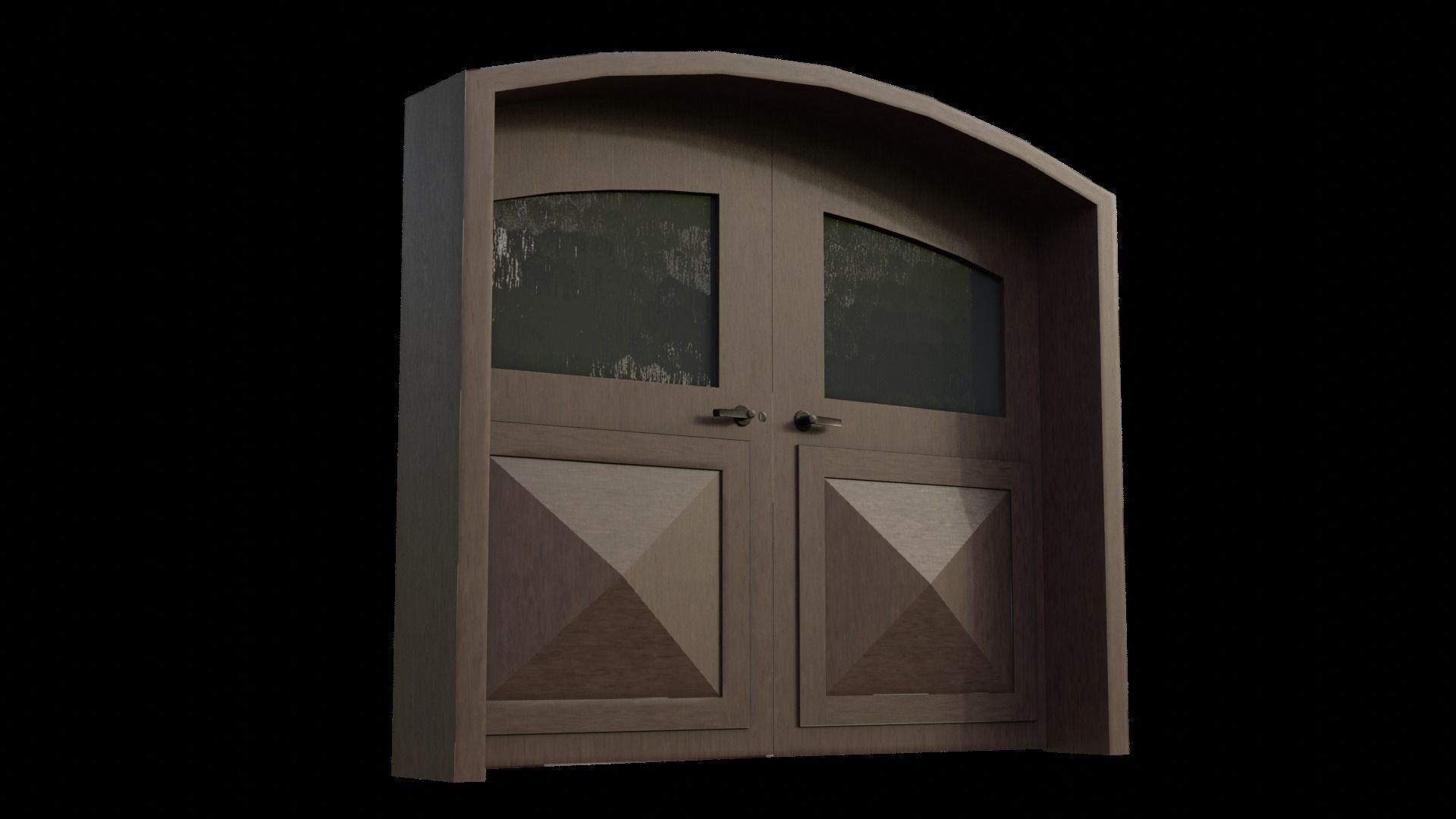 Double Big Door with Glass Window PBR Options Low-poly 3D model_21