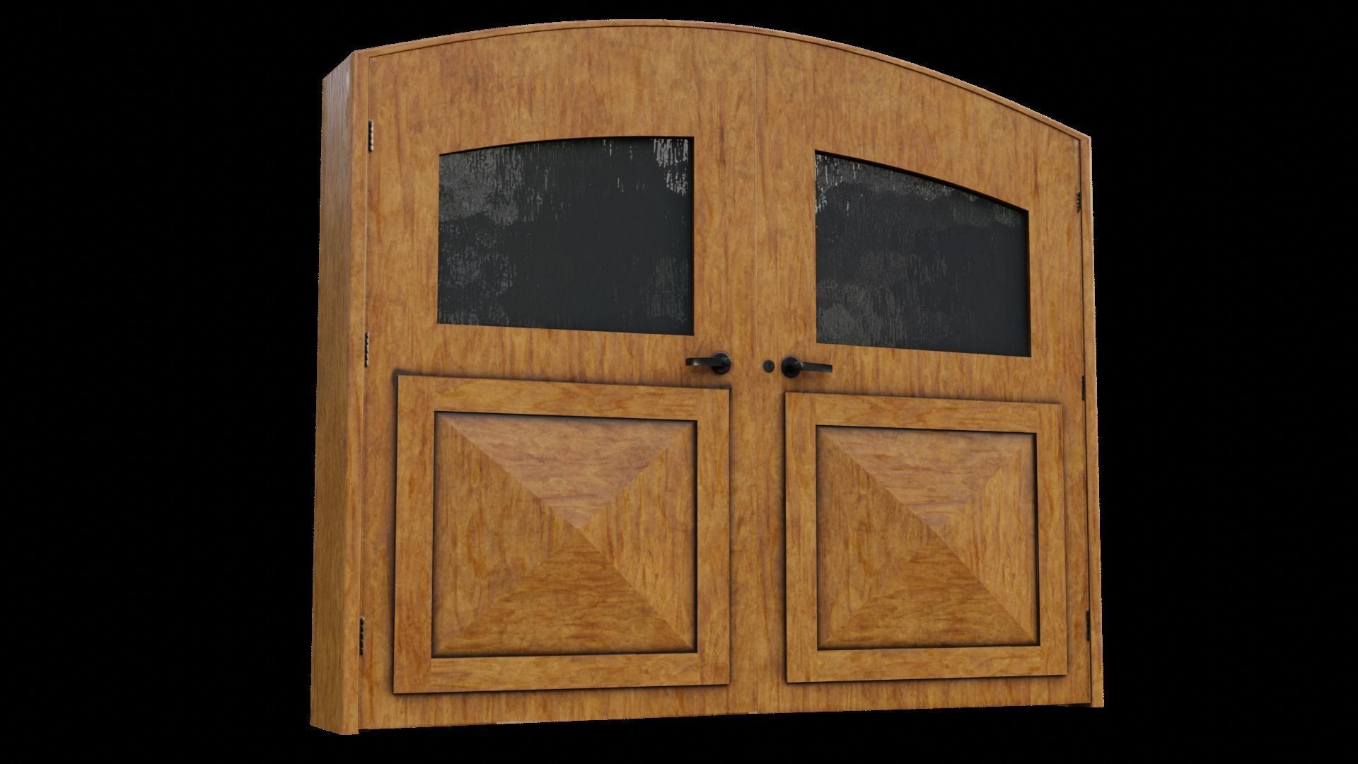 Double Big Door with Glass Window PBR Options Low-poly 3D model_33