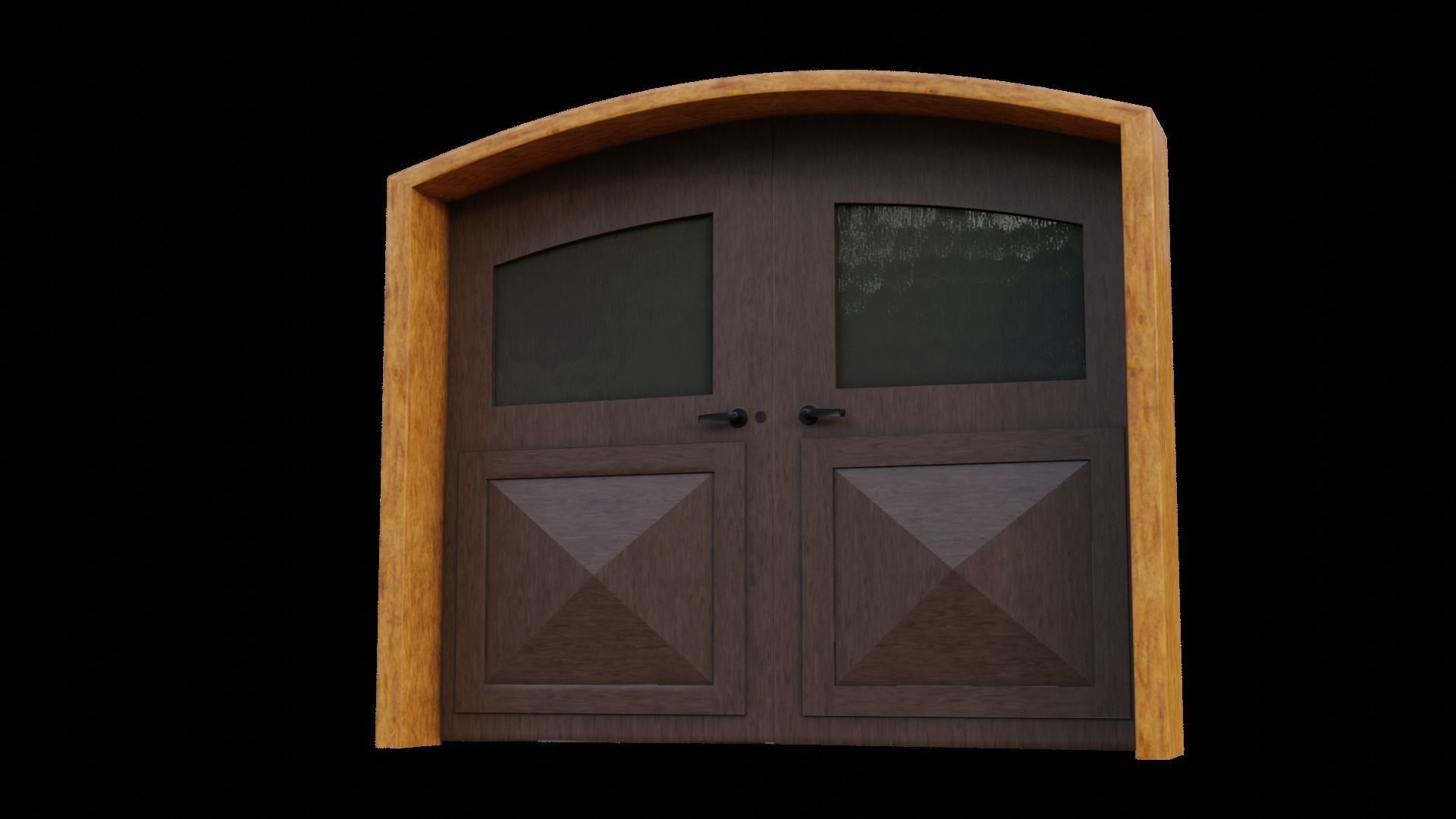 Double Big Door with Glass Window PBR Options Low-poly 3D model_23