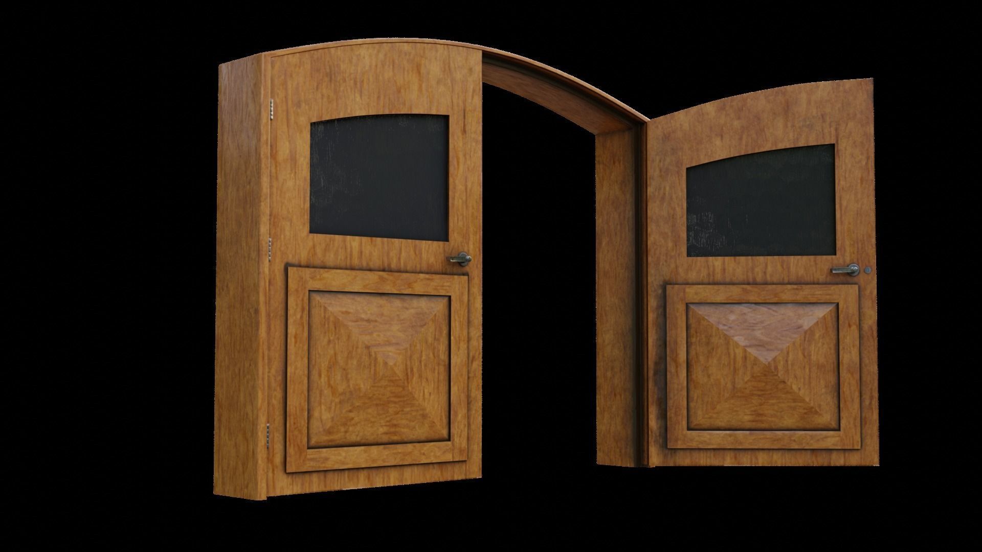 Double Big Door with Glass Window PBR Options Low-poly 3D model_35