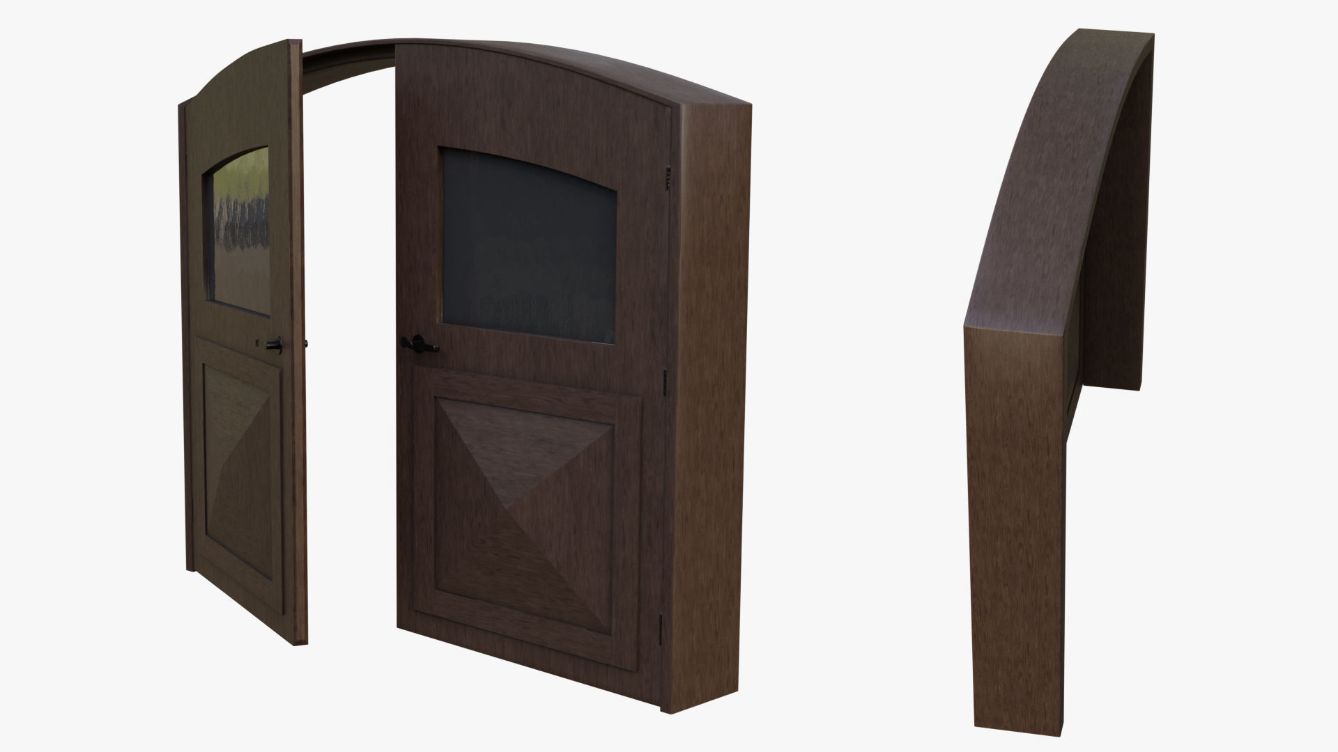 Double Big Door with Glass Window PBR Options Low-poly 3D model_12