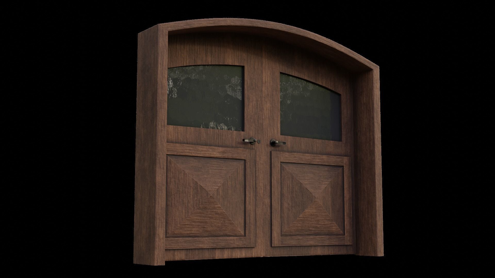 Double Big Door with Glass Window PBR Options Low-poly 3D model_25
